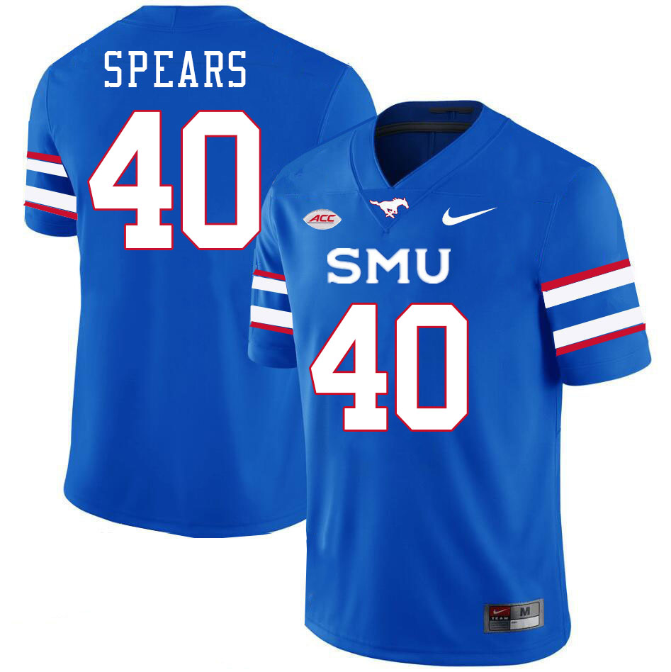 SMU Mustangs #40 Keveion'ta Spears Jersey College Football Uniforms-Royal
